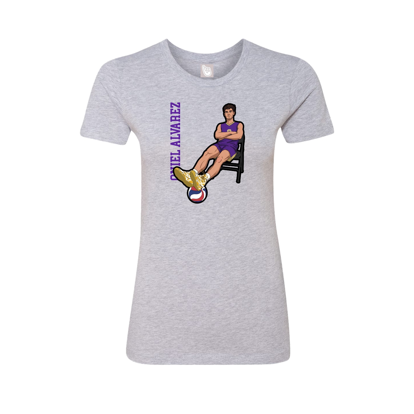 Fitted Women's Tee — Name Vertical in Grey