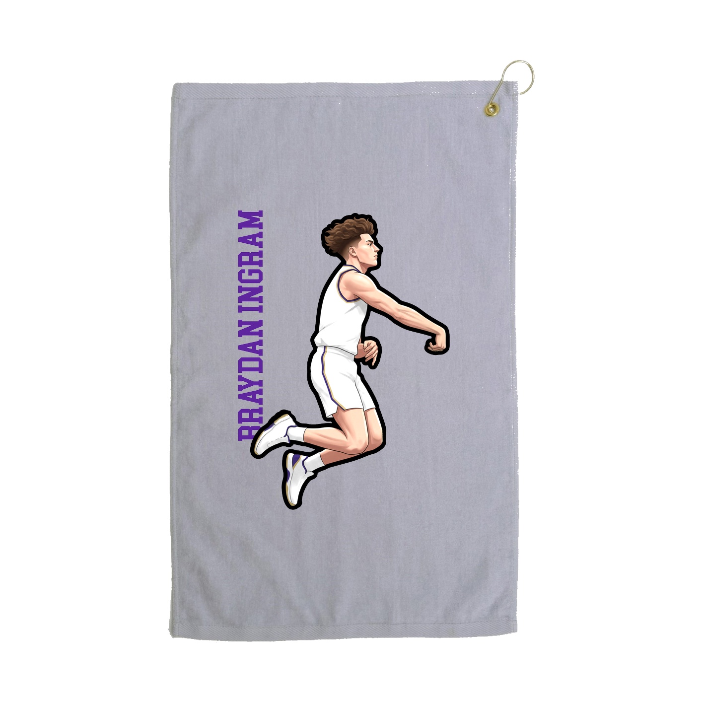 Golf Towel — Name Vertical in Grey
