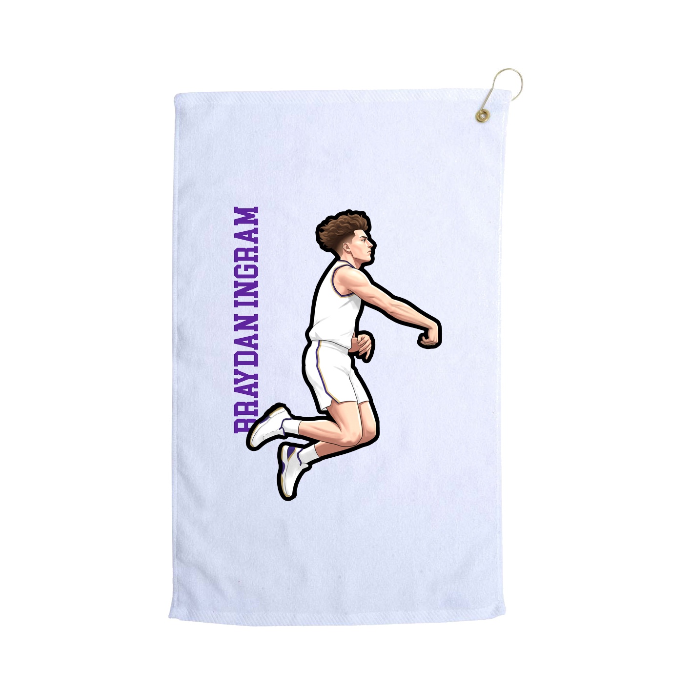 Golf Towel — Name Vertical in White