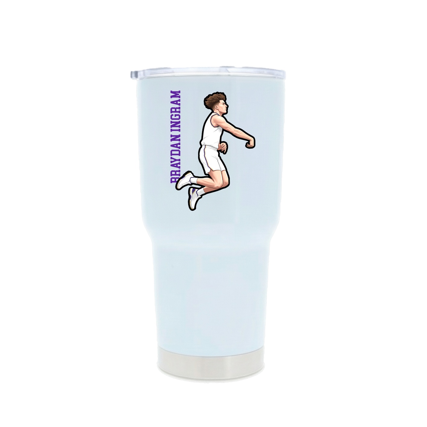 30oz Stainless Steel Tumbler — Name Vertical in White