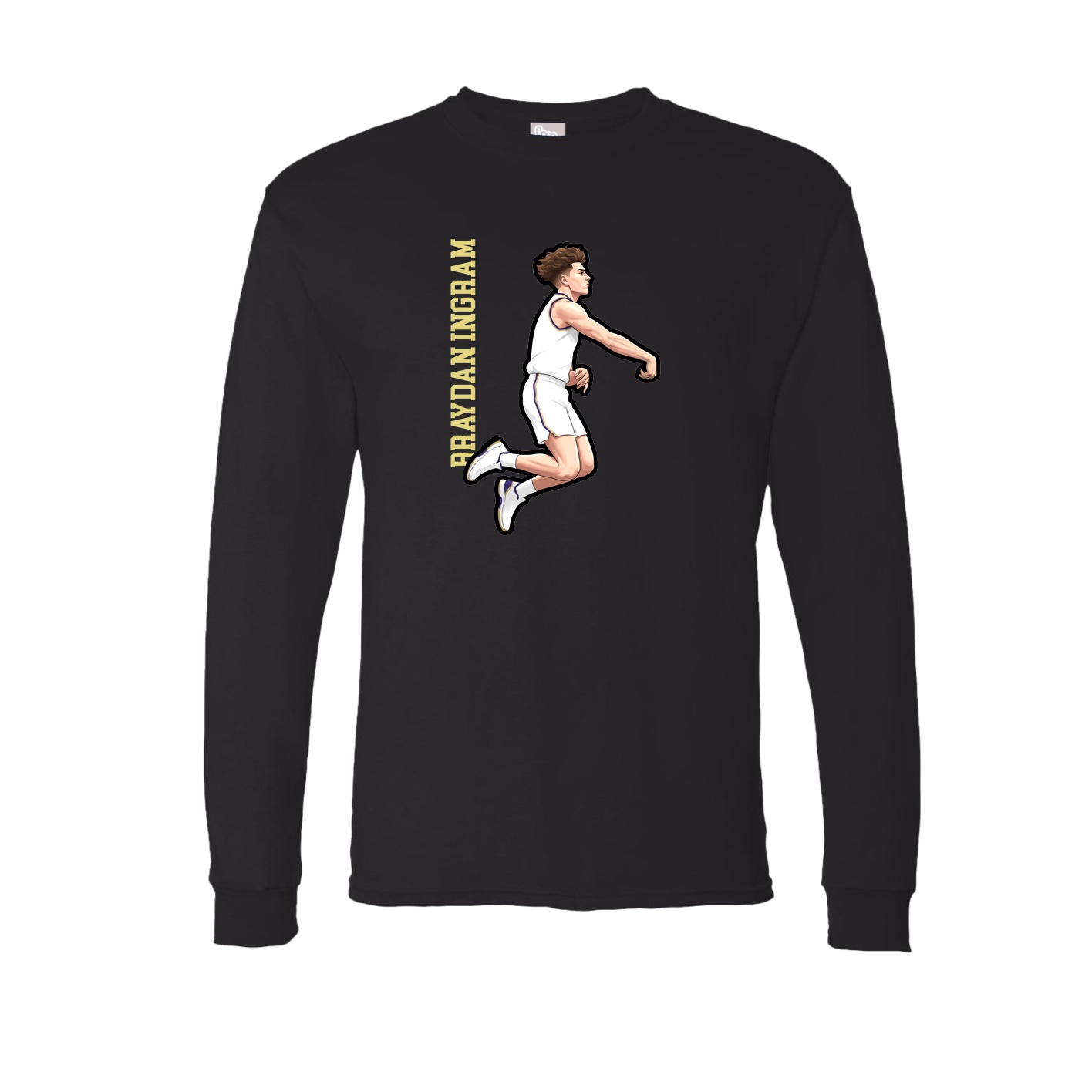 Long Sleeve Tee — Name Vertical in Black