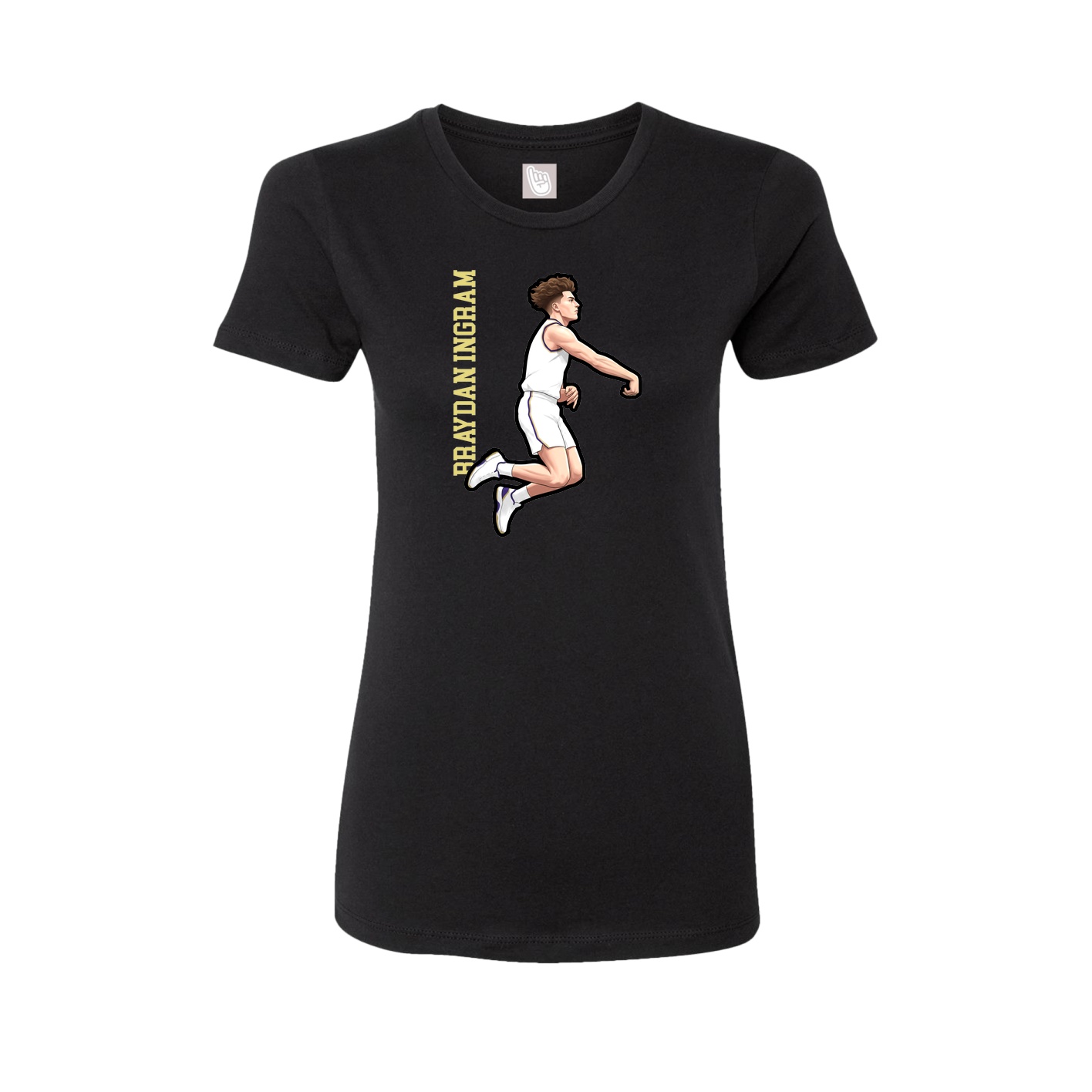 Fitted Women's Tee — Name Vertical in Black