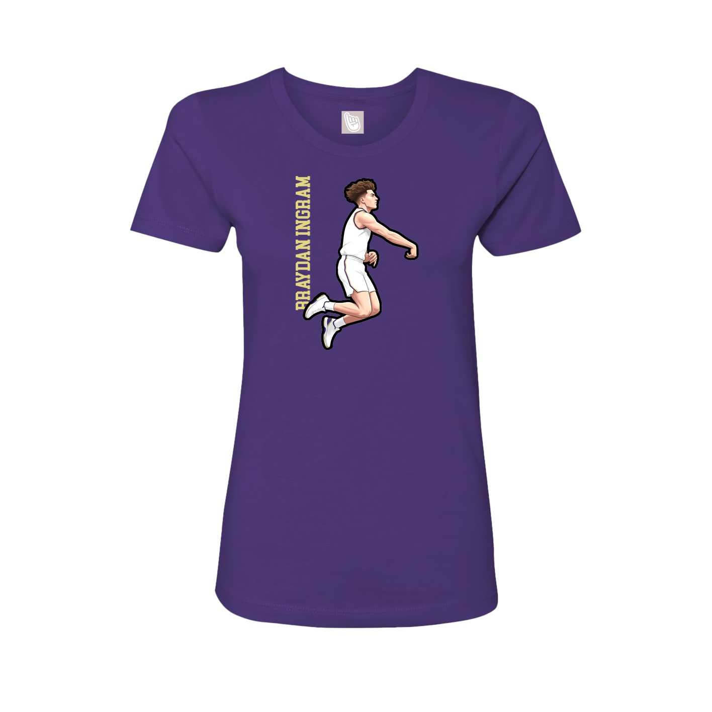Womens Tee — Name Vertical in Purple
