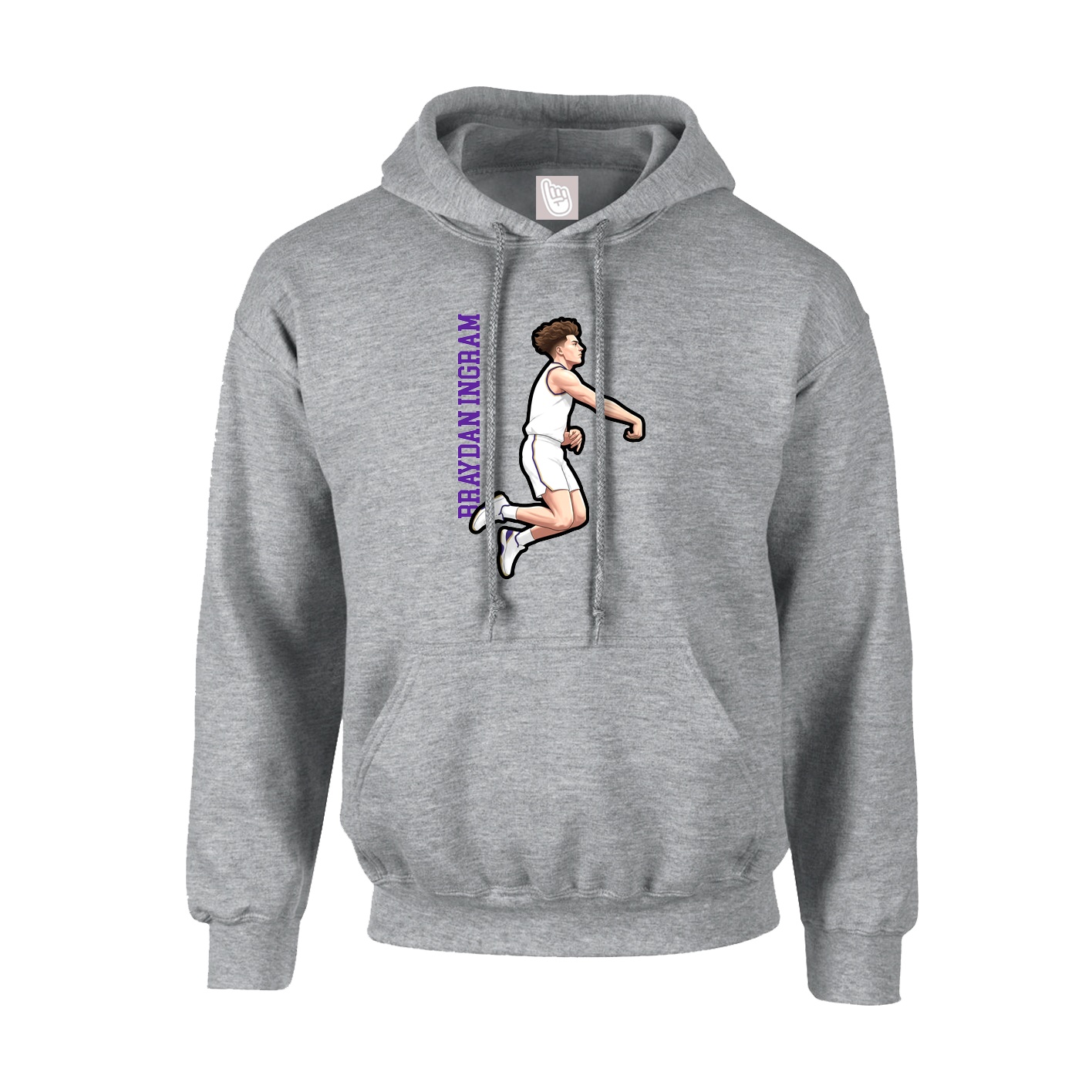 Youth Hoodie — Name Vertical in Grey