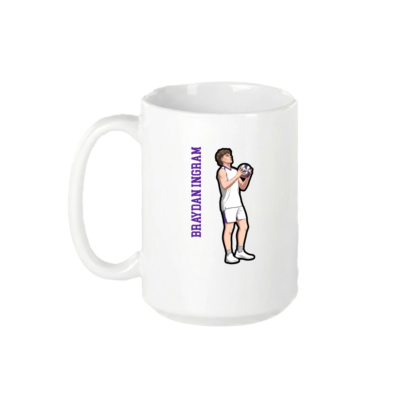 15oz Coffee Mug — Name Vertical in White