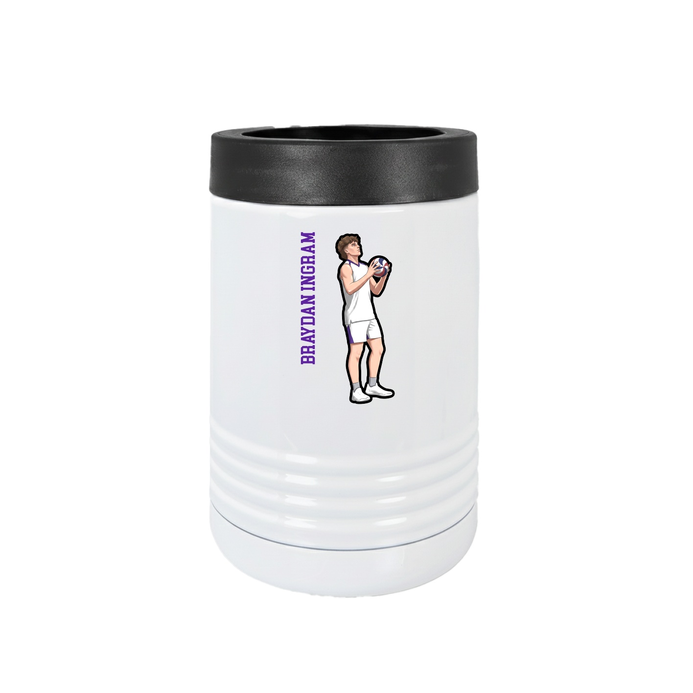 Beverage Holder — Name Vertical in White