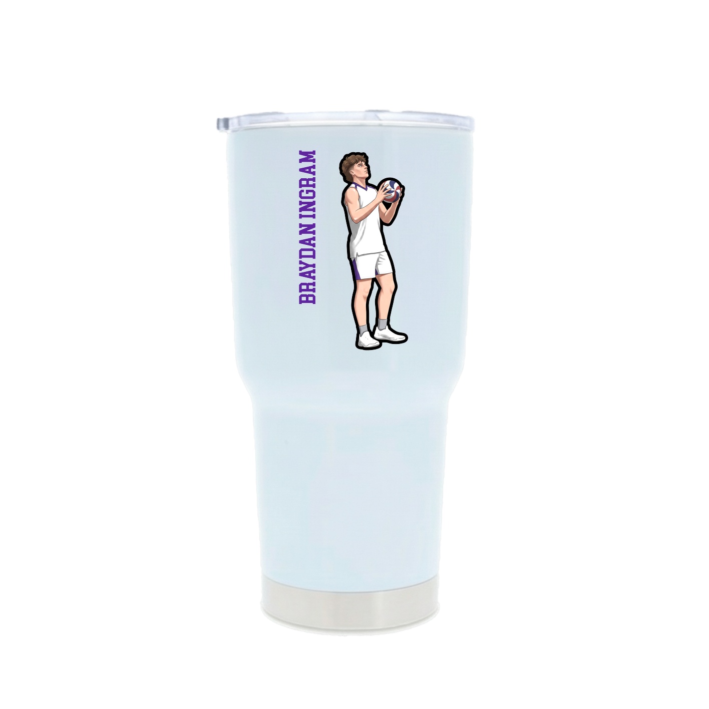 30oz Stainless Steel Tumbler — Name Vertical in White