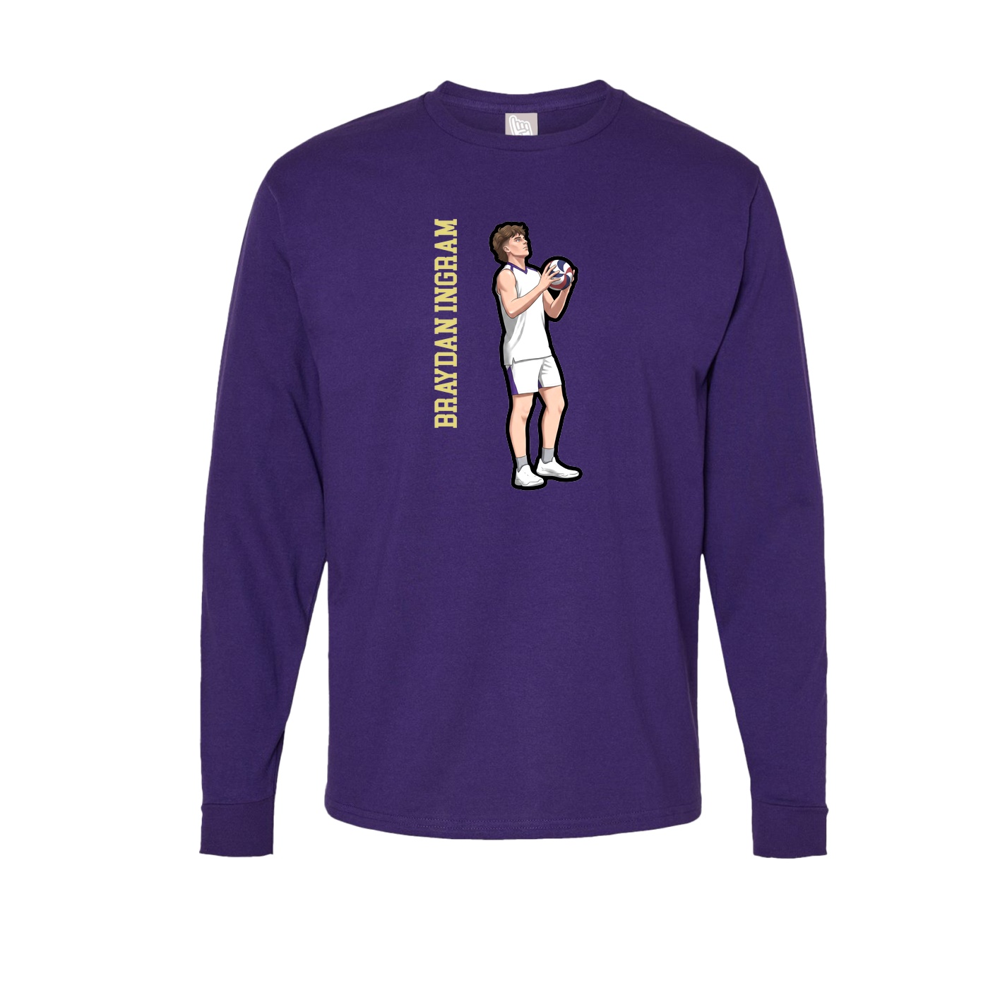 Long Sleeve Tee — Name Vertical in Purple