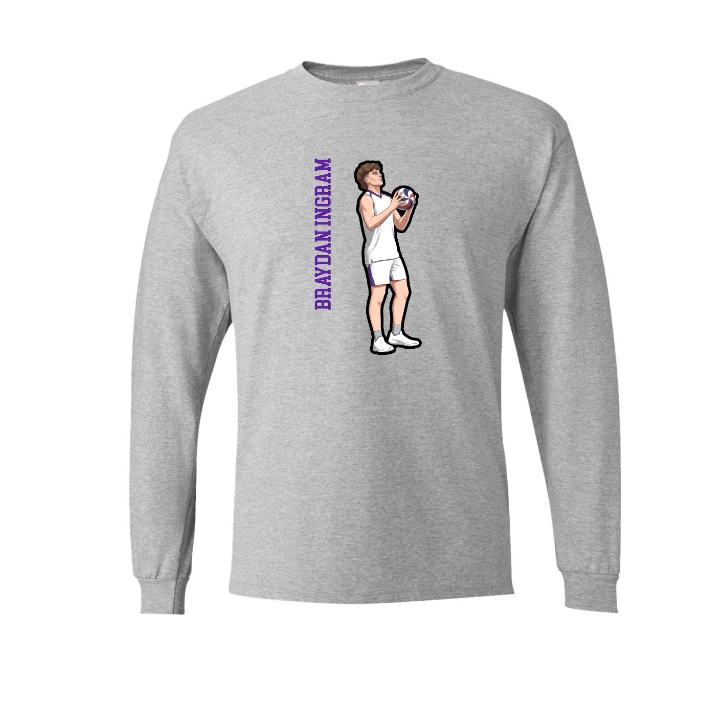 Long Sleeve Tee — Name Vertical in Grey