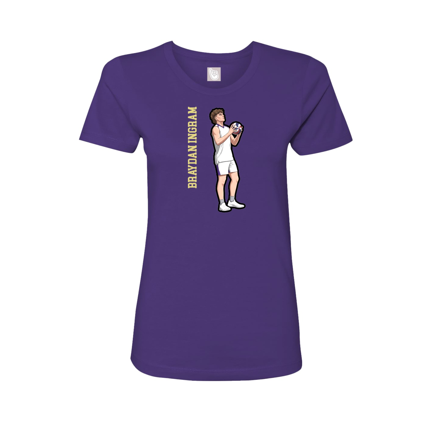 Womens Tee — Name Vertical in Purple