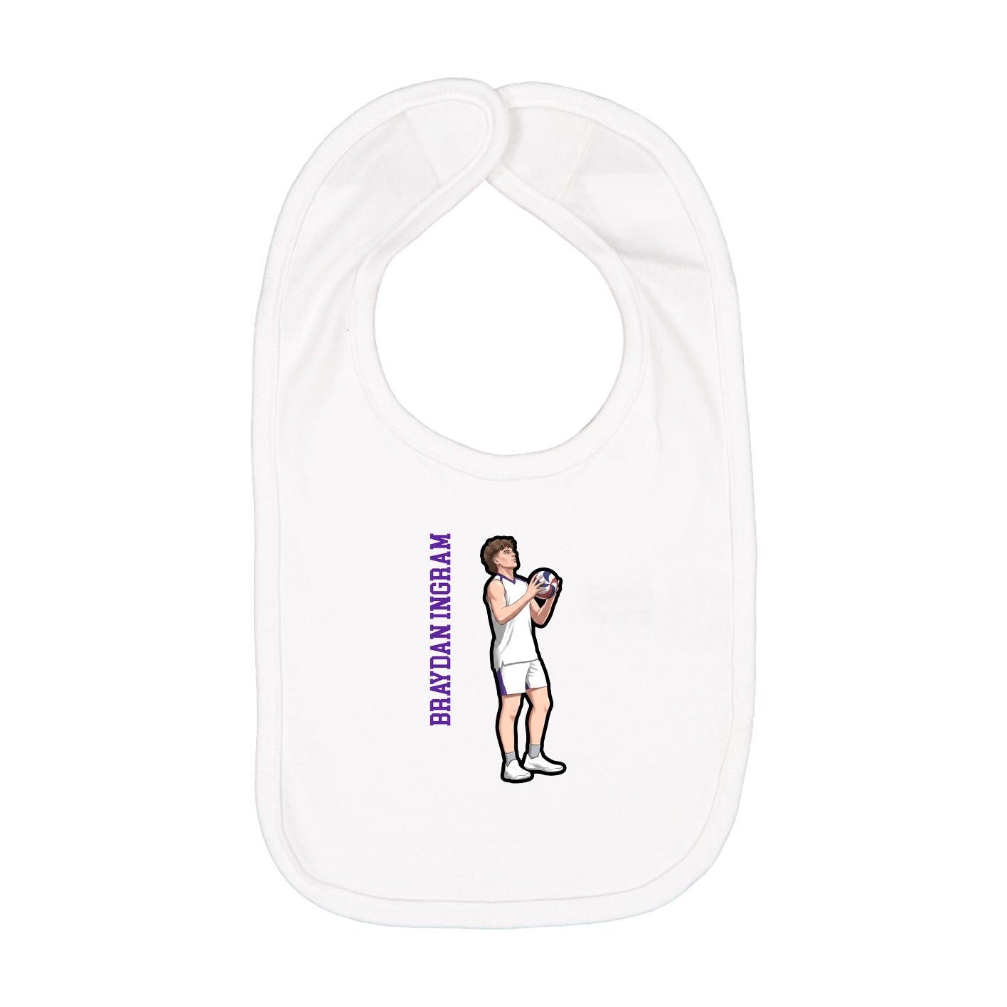 Infant Bib — Name Vertical in White