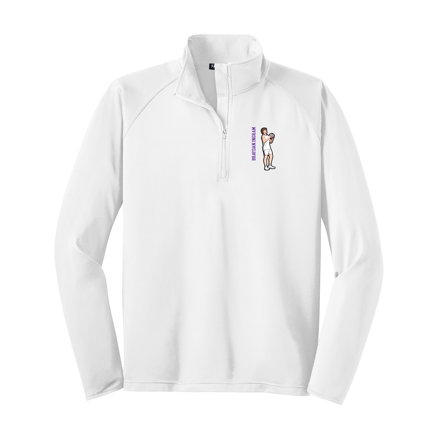 Q-Zip Pullover — Name Vertical in White