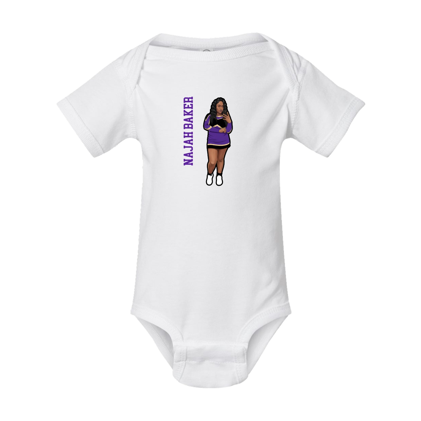 Baby Onesie — Name Vertical in White