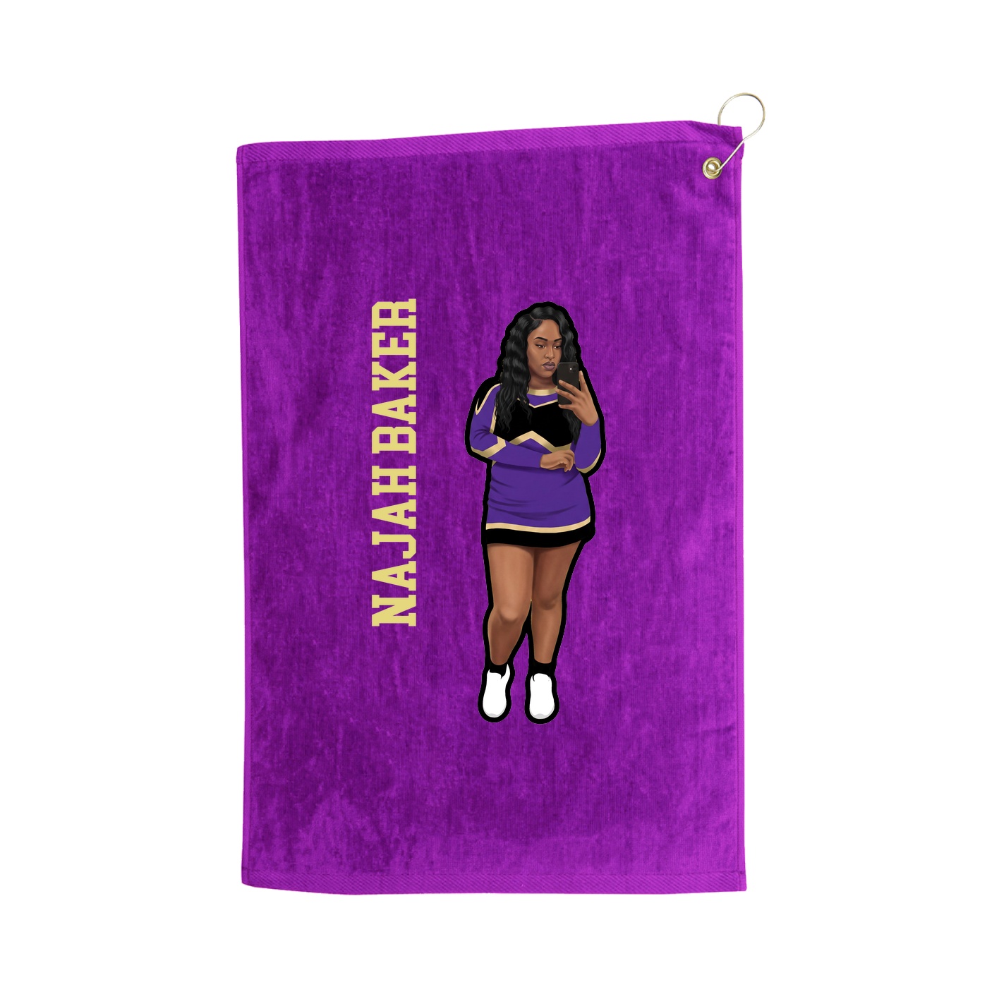 Golf Towel — Name Vertical in Purple