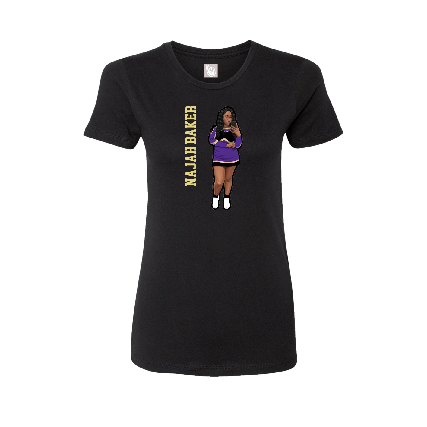 Fitted Women's Tee — Name Vertical in Black