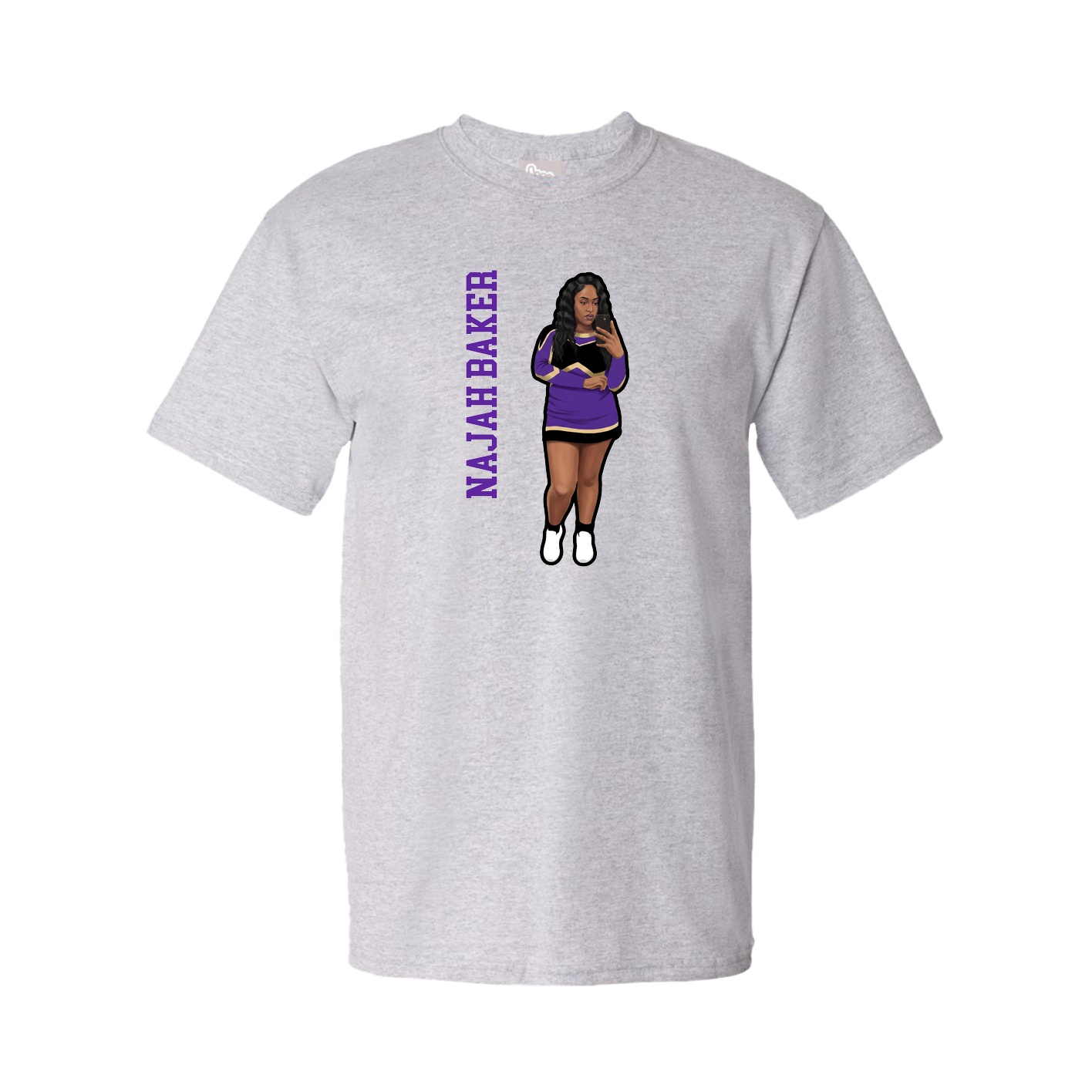 Youth Tee — Name Vertical in Grey
