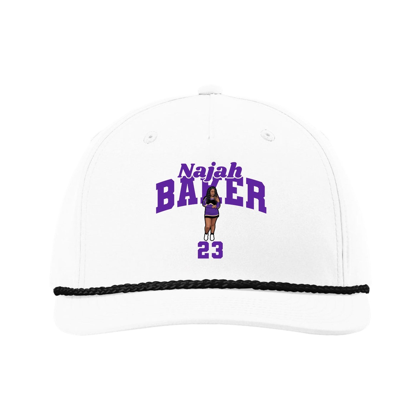 Five-Panel Classic Rope Cap — Signature Arch in White