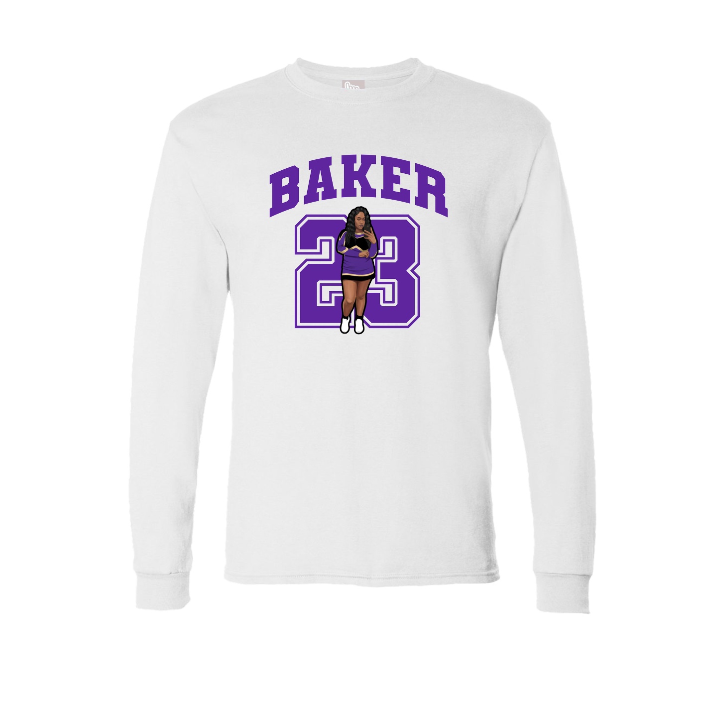 Long Sleeve Tee — Number in White