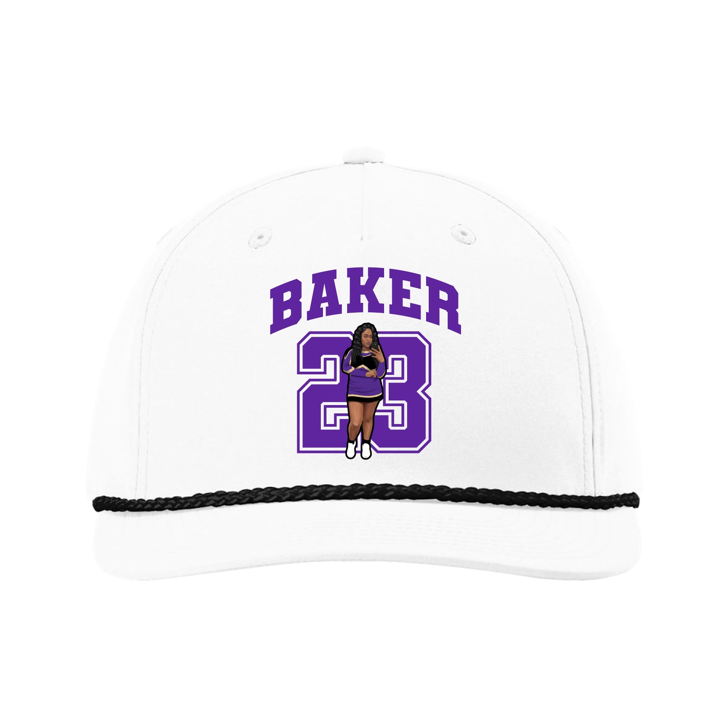 Five-Panel Classic Rope Cap — Number in White