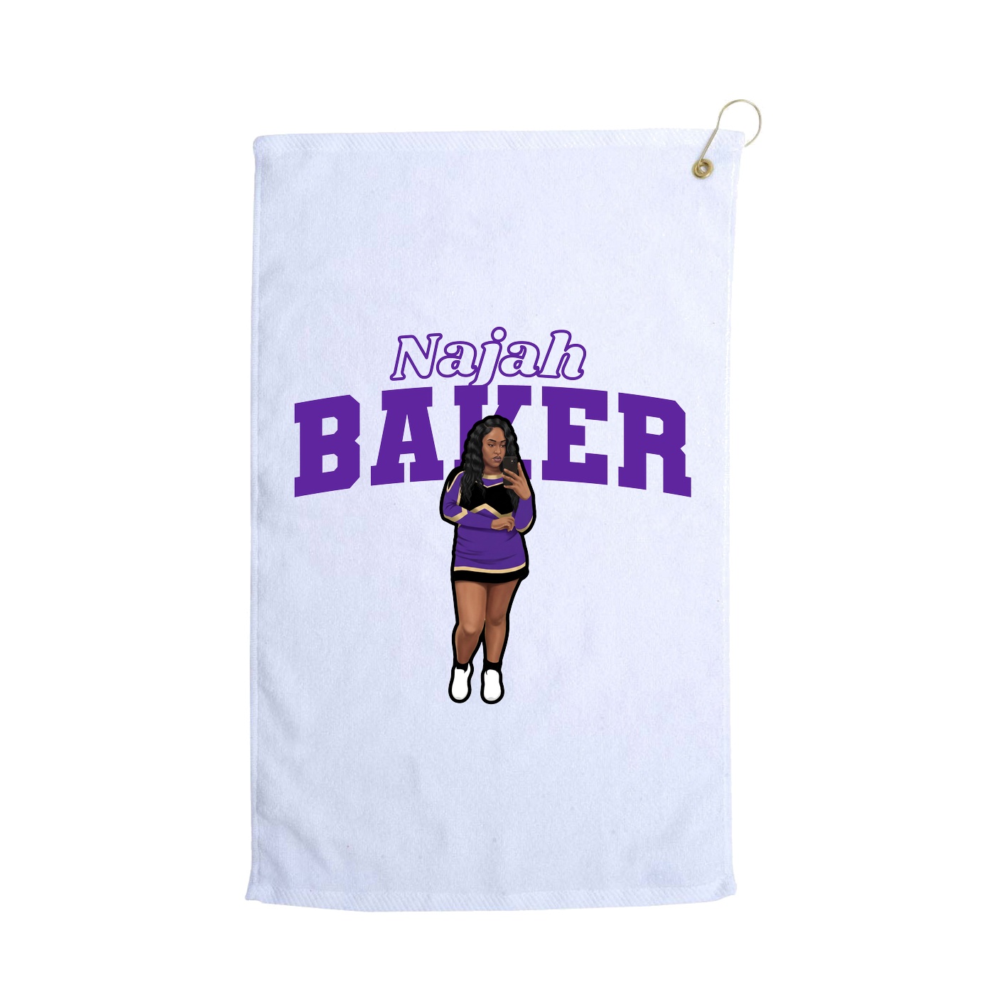 Golf Towel — Name Arch in White