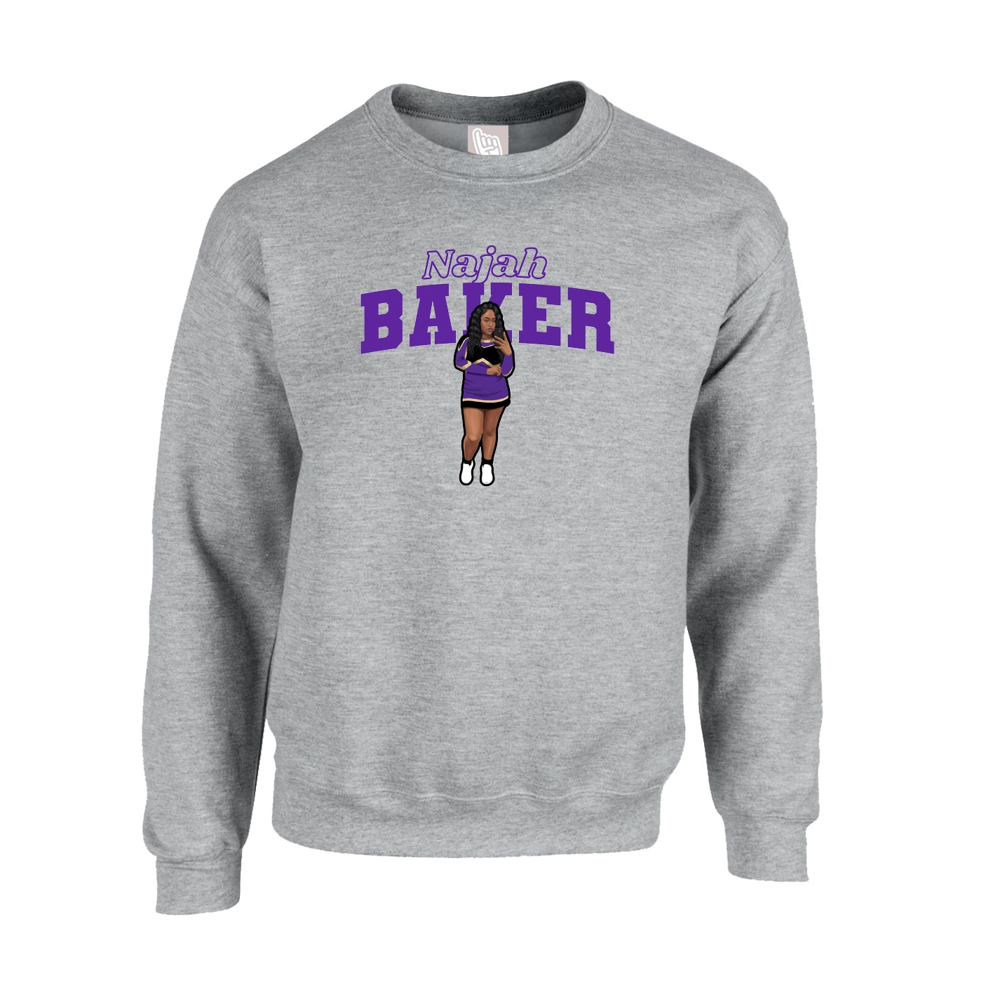 Fleece Crew — Name Arch in Grey