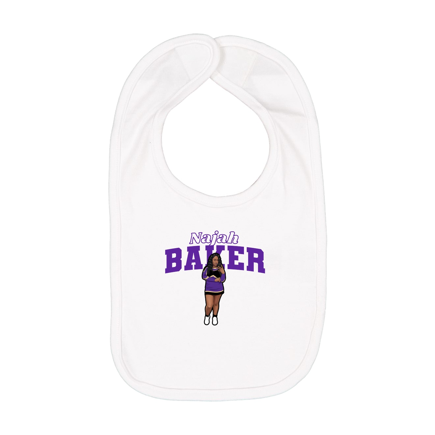 Infant Bib — Name Arch in White