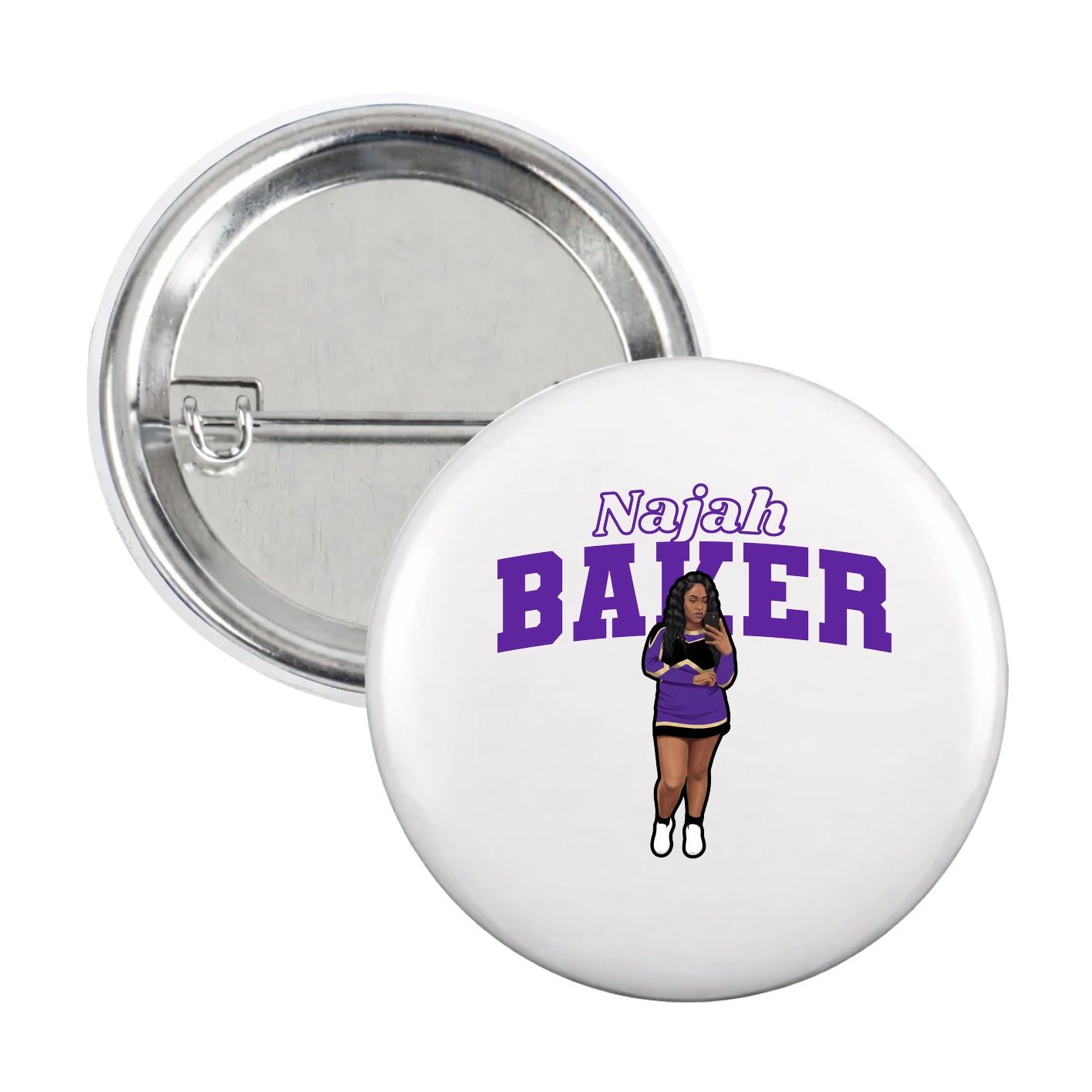 Game Day Button — Name Arch in White