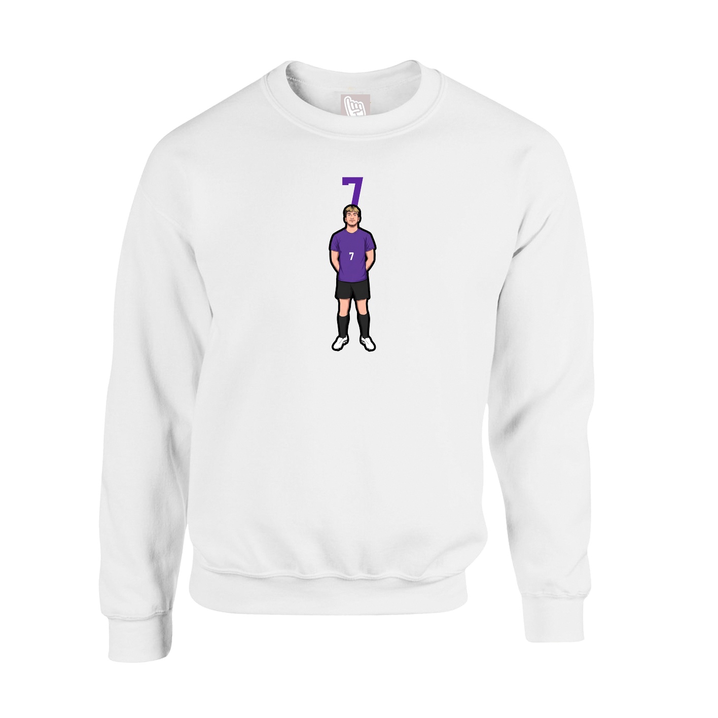 Fleece Crew — Number Top in White