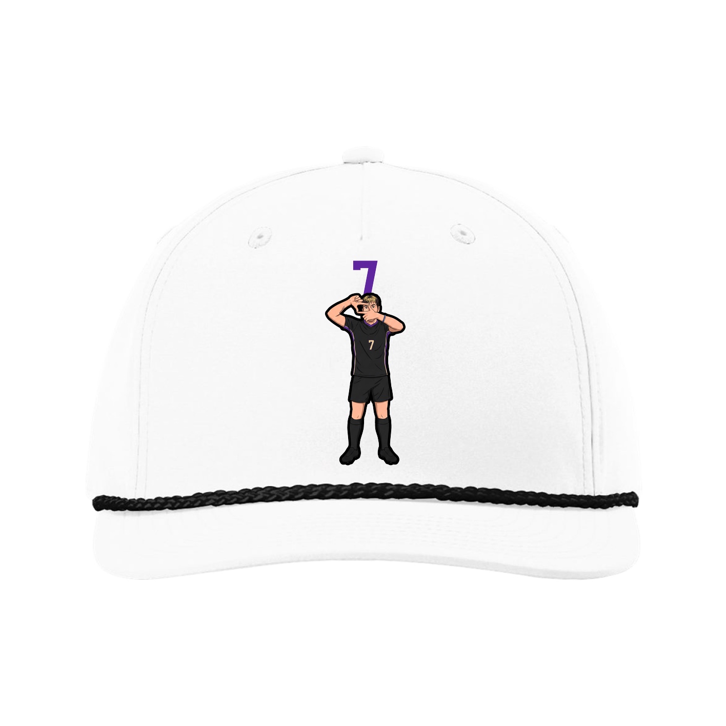Five-Panel Classic Rope Cap — Number Top in White