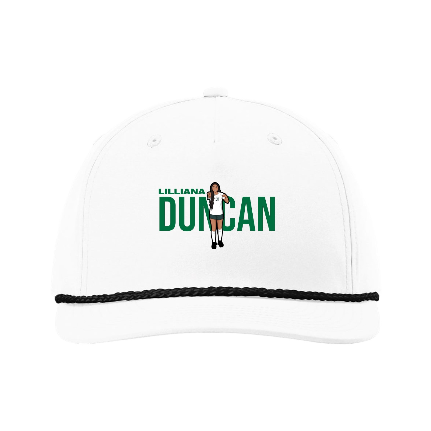 Five-Panel Classic Rope Cap — Player Name in White