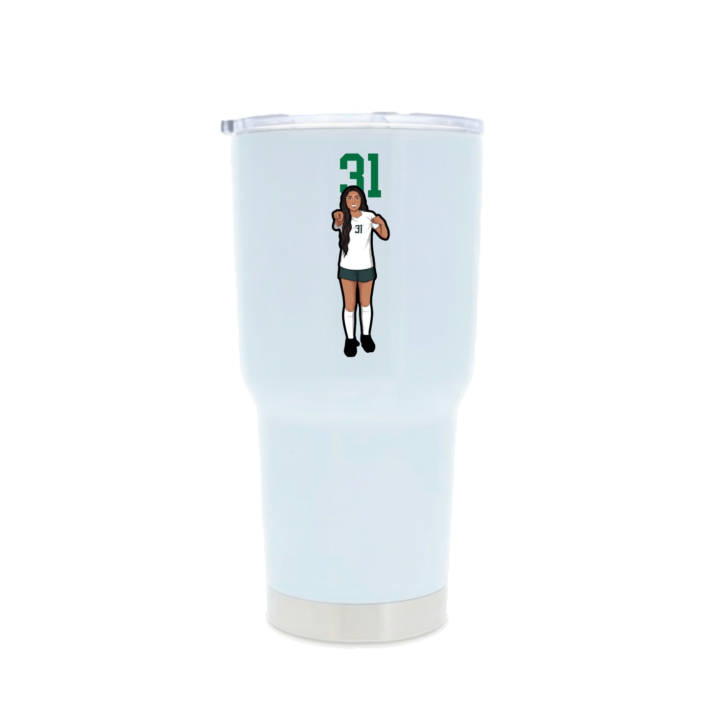 30oz Stainless Steel Tumbler — Number Top in White
