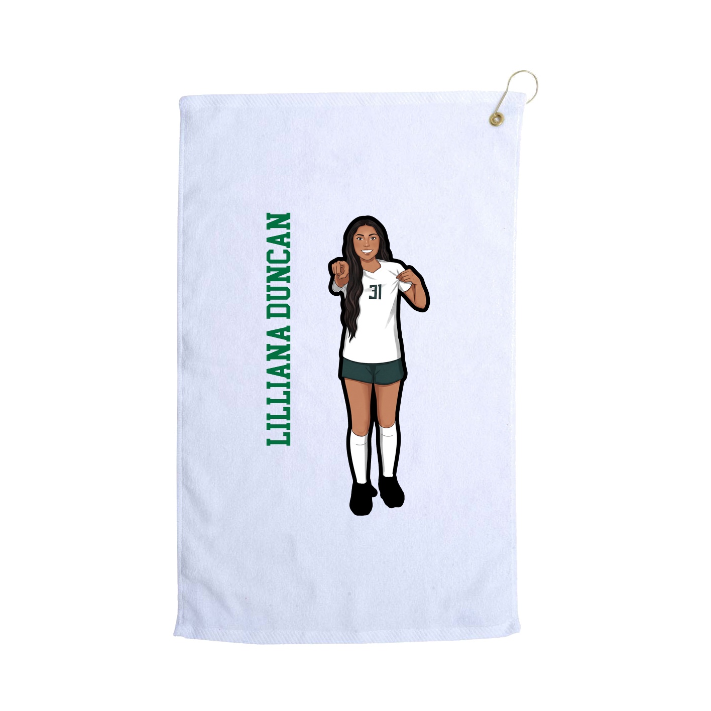 Golf Towel — Name Vertical in White
