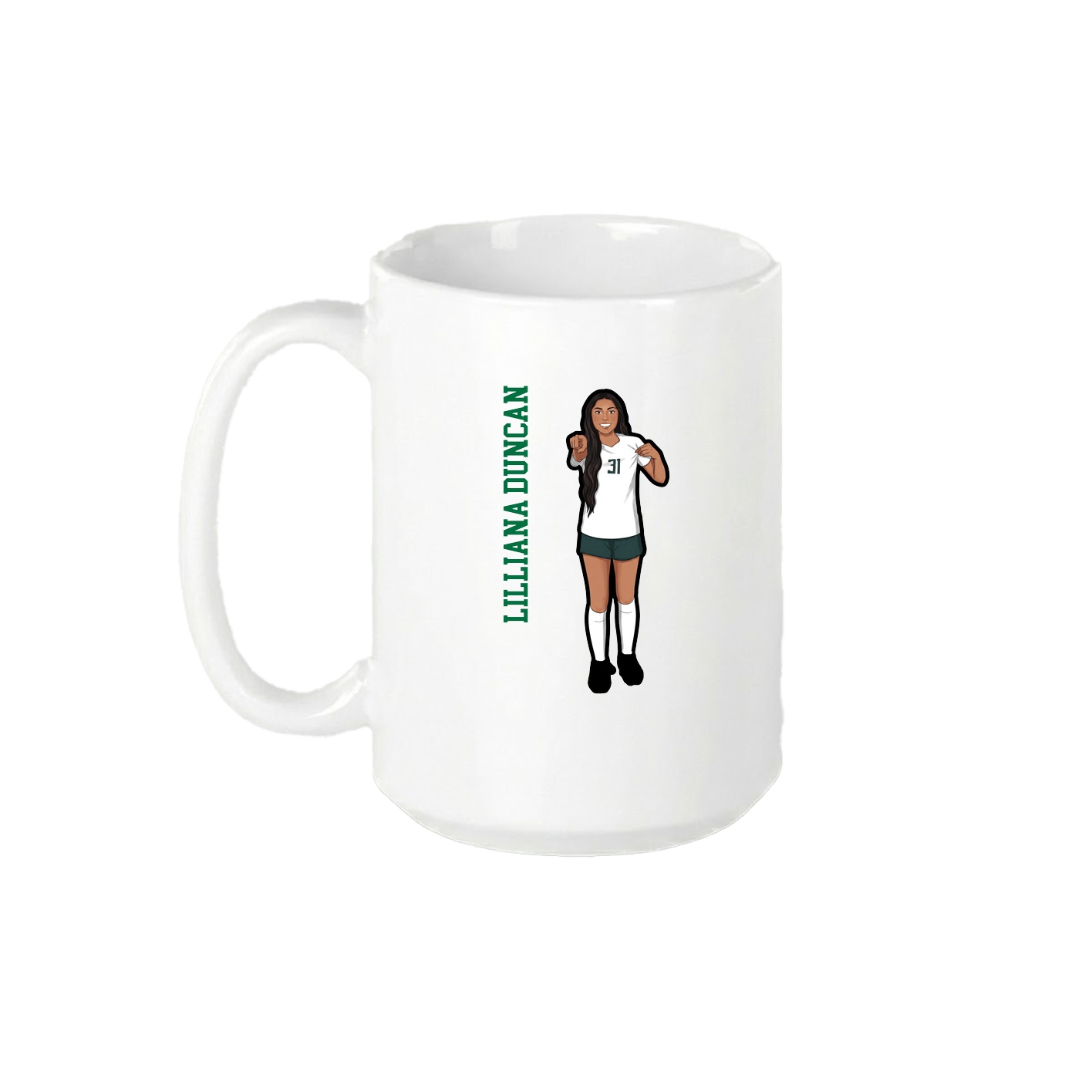 15oz Coffee Mug — Name Vertical in White