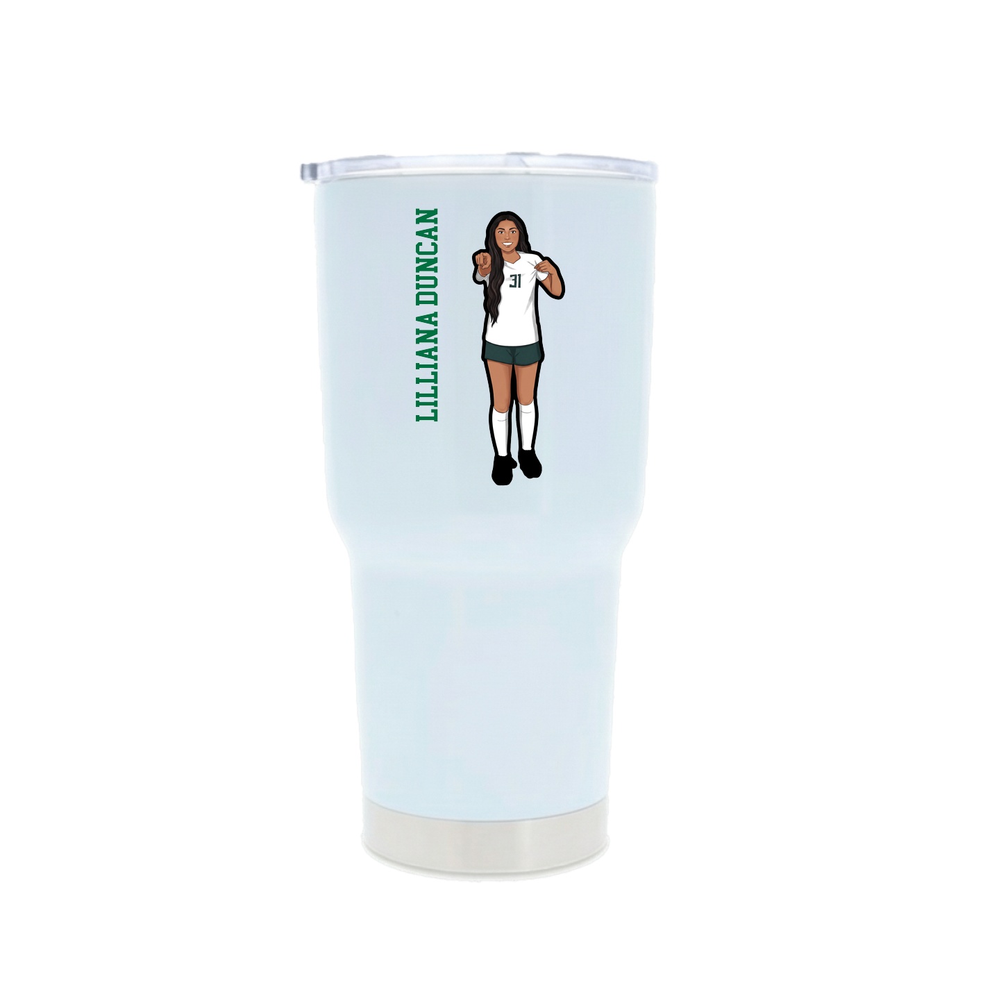 30oz Stainless Steel Tumbler — Name Vertical in White