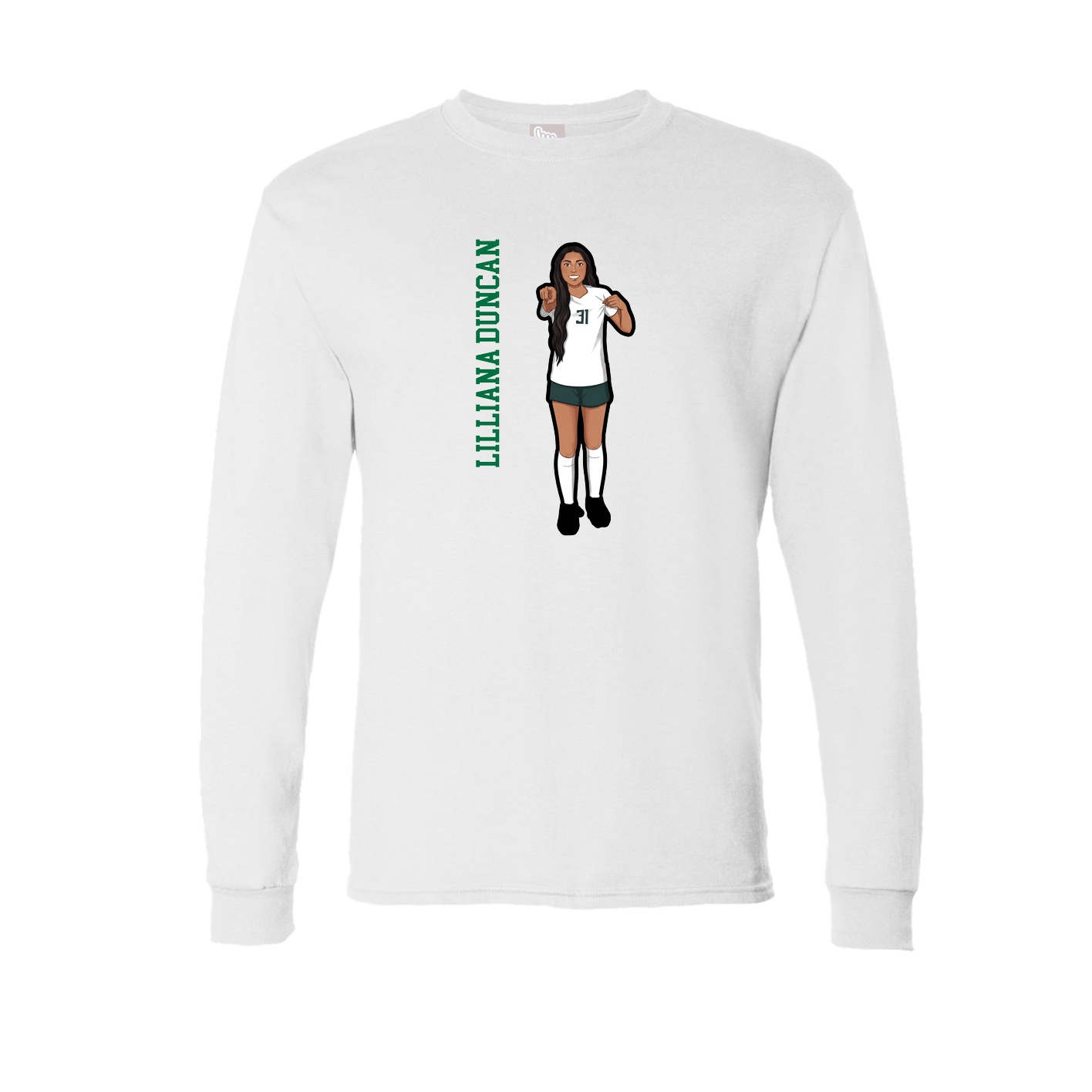 Long Sleeve Tee — Name Vertical in White