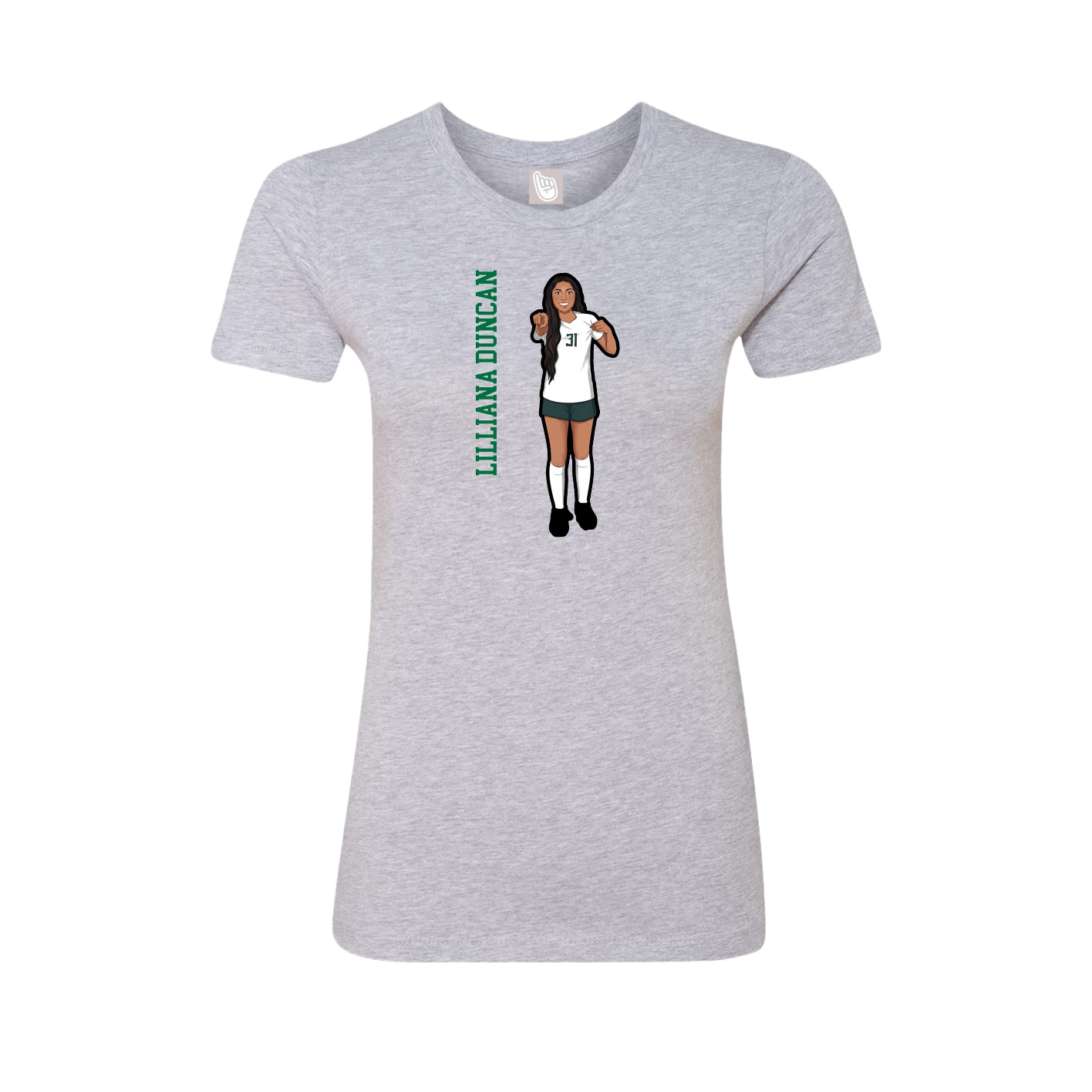 Womens Tee — Name Vertical in Grey