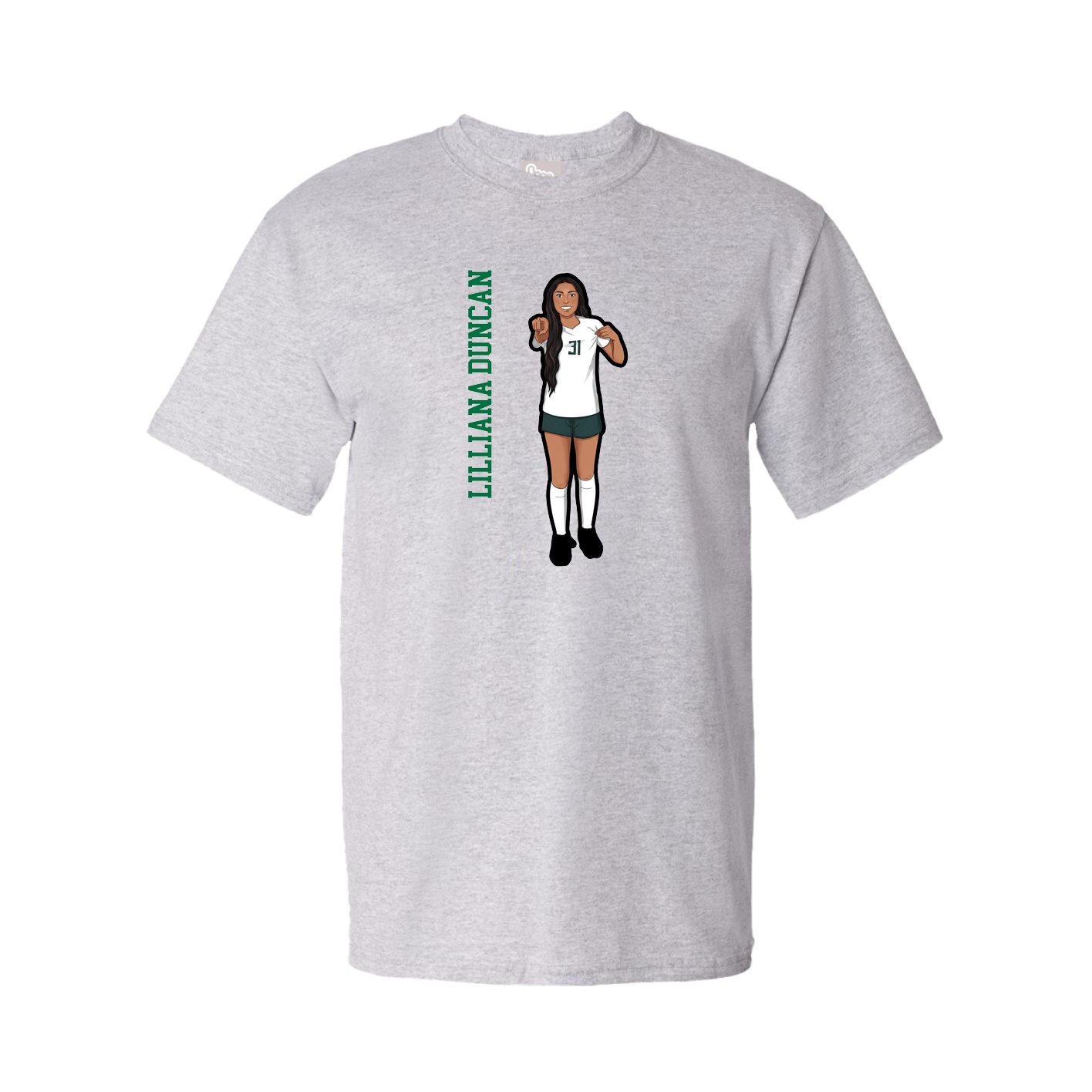 Youth Tee — Name Vertical in Grey