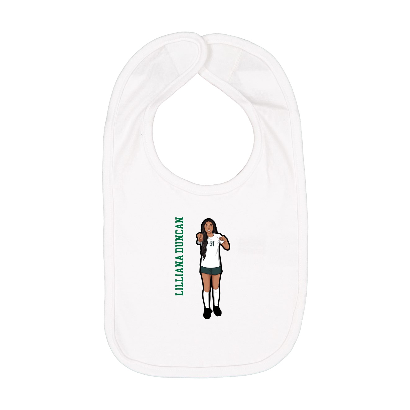 Infant Bib — Name Vertical in White