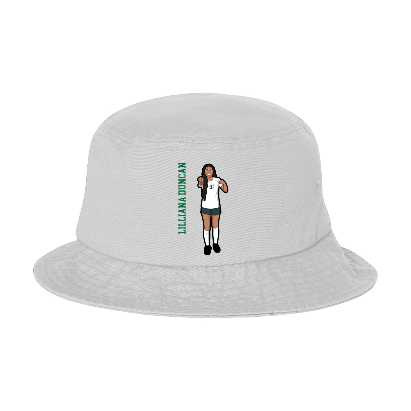 Bucket Cap — Name Vertical in White