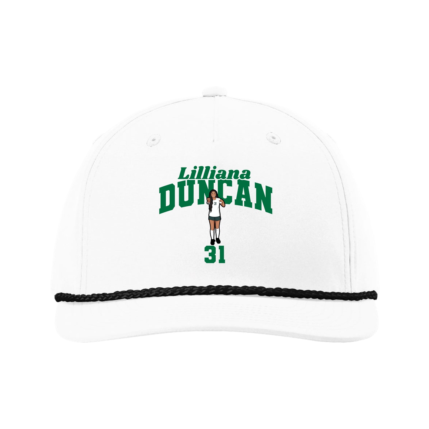 Five-Panel Classic Rope Cap — Signature Arch in White