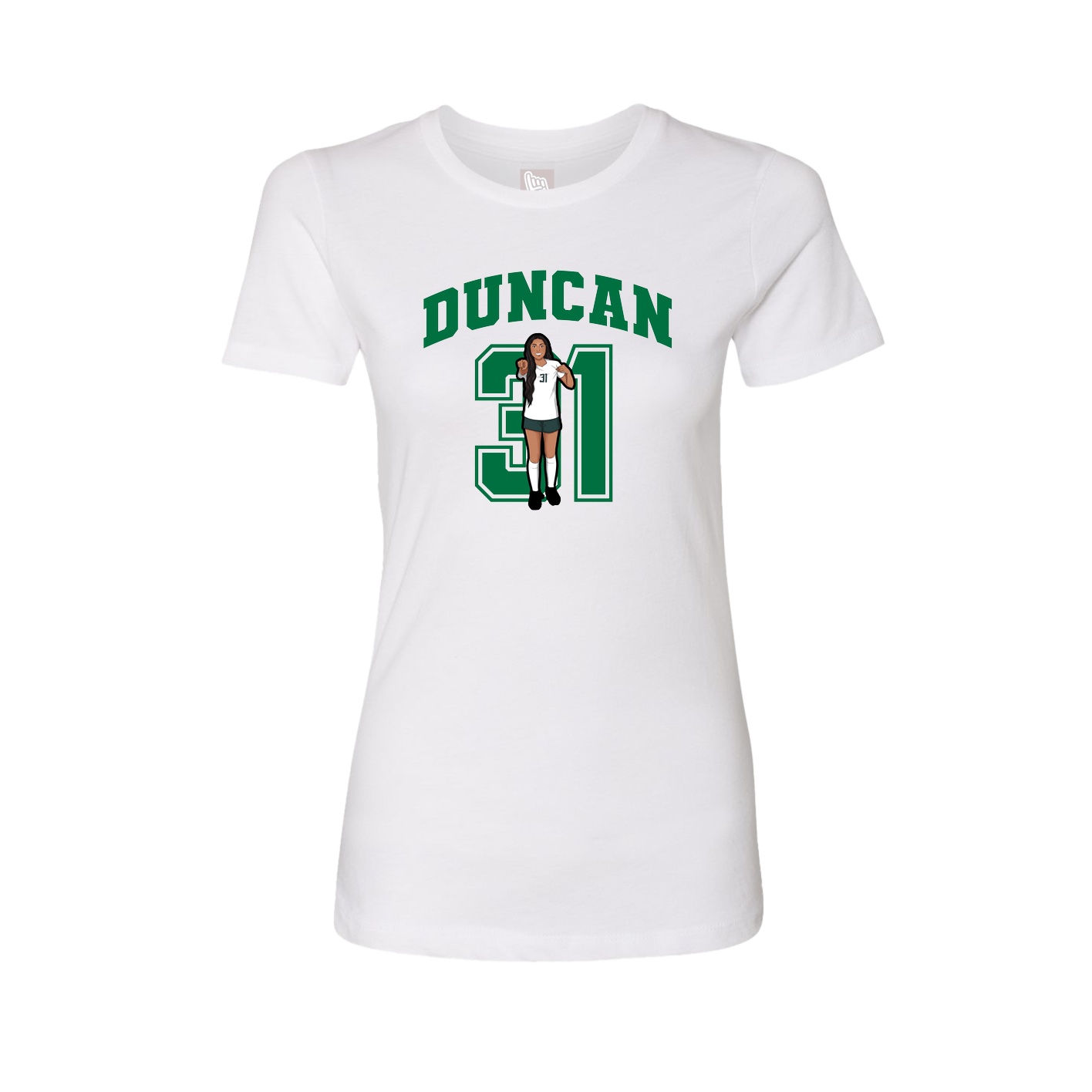 Womens Tee — Number in White