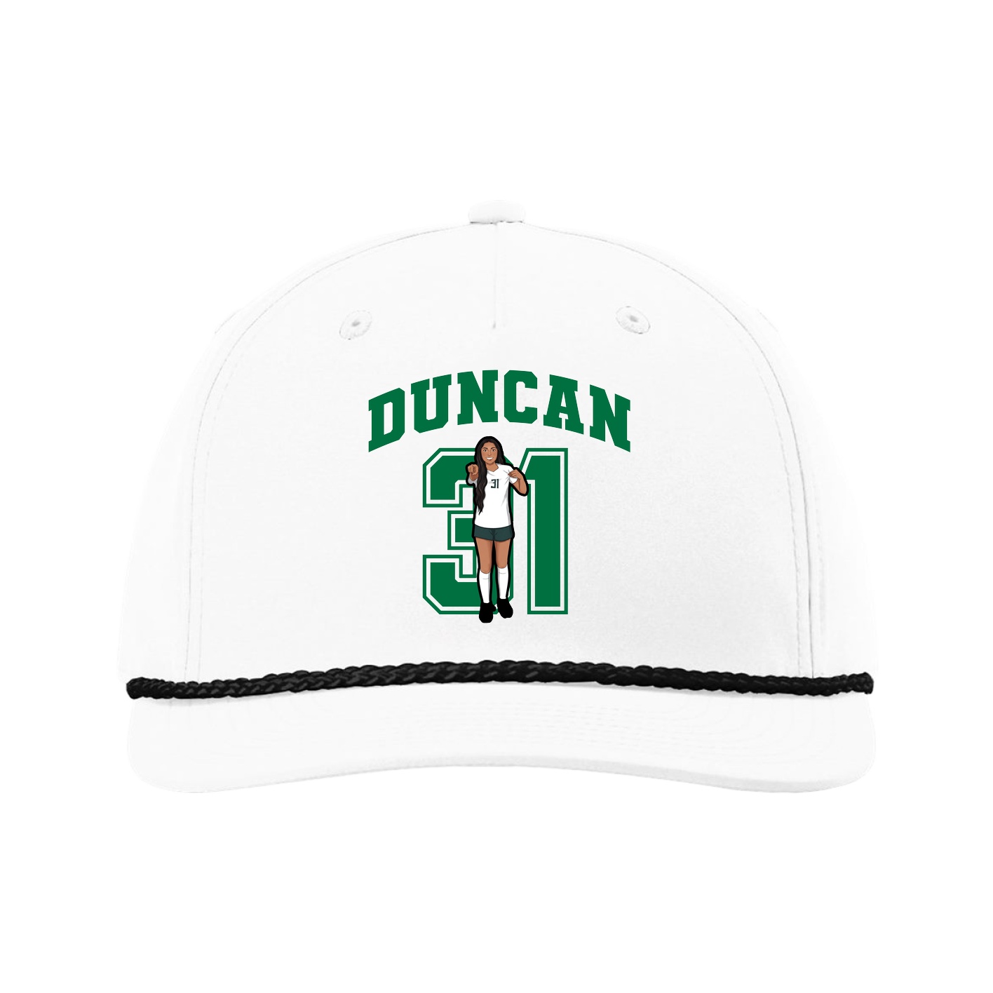Five-Panel Classic Rope Cap — Number in White
