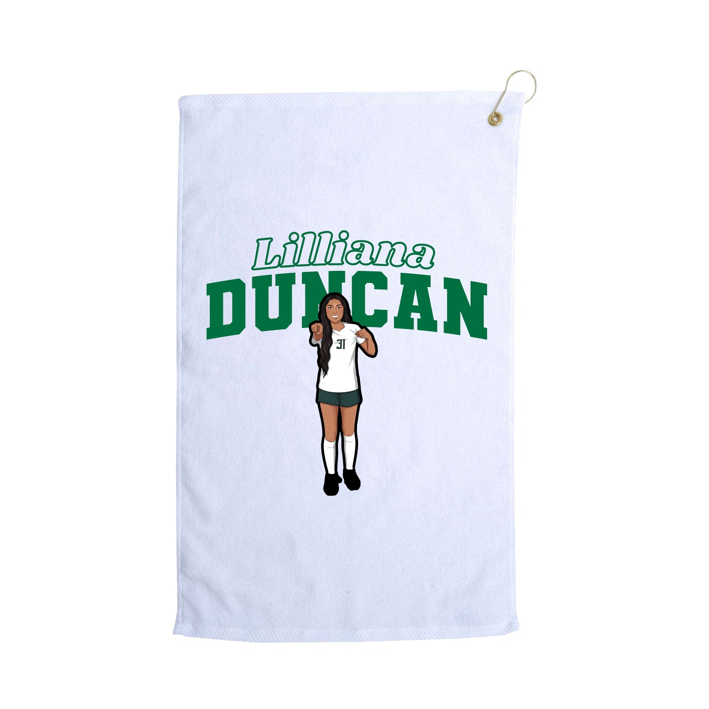 Golf Towel — Name Arch in White