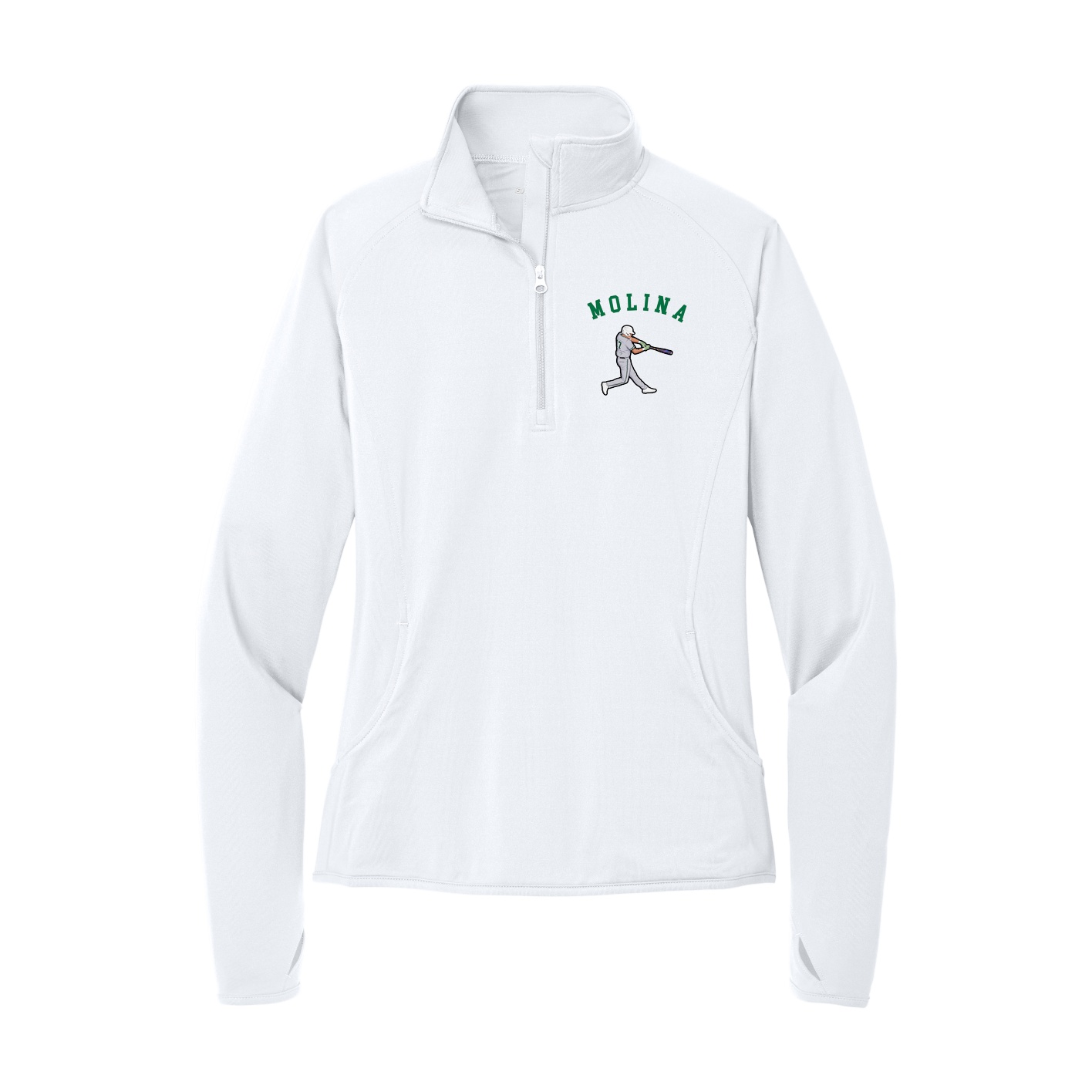 Women's Q-Zip Pullover — Shirsey Arch in White