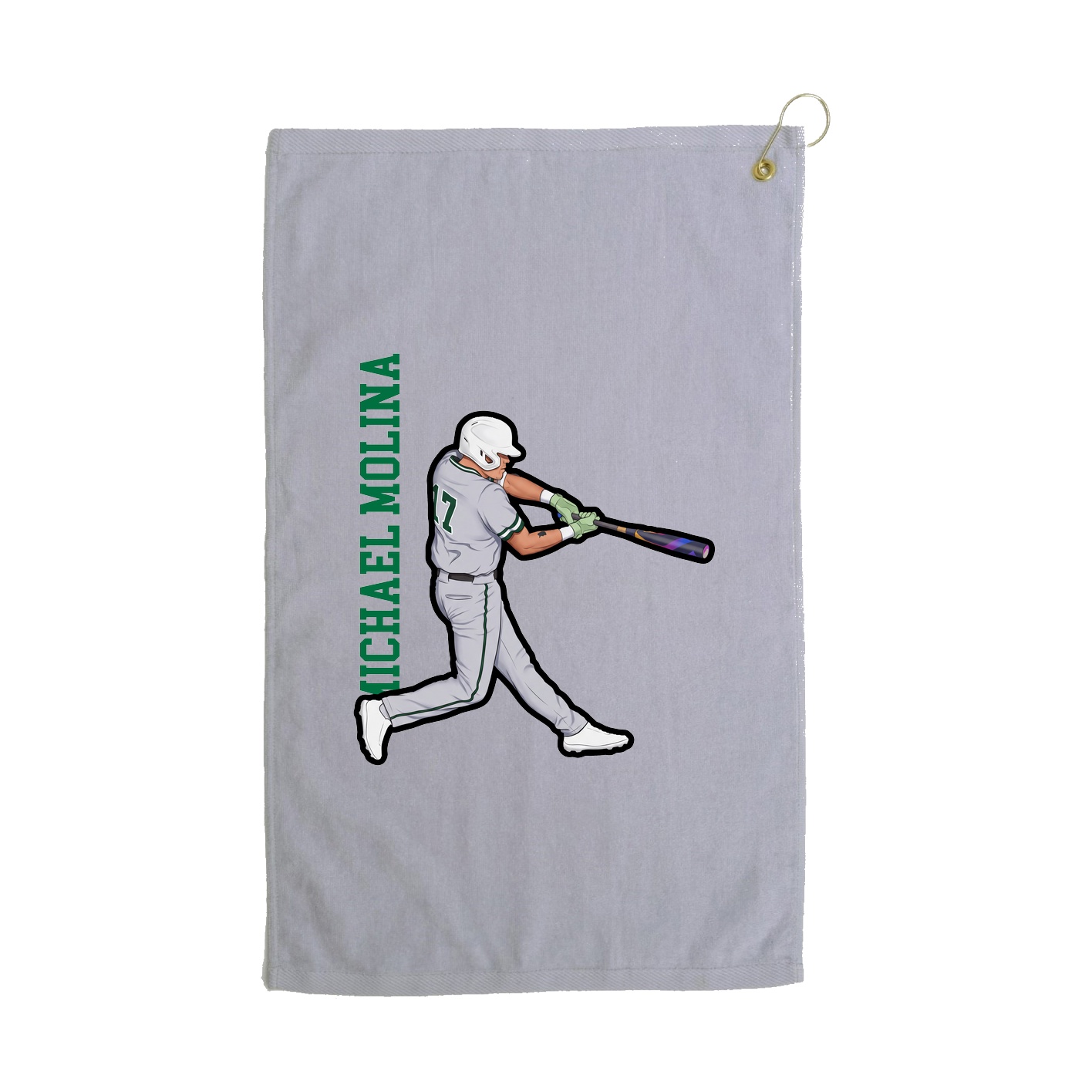 Golf Towel — Name Vertical in Grey
