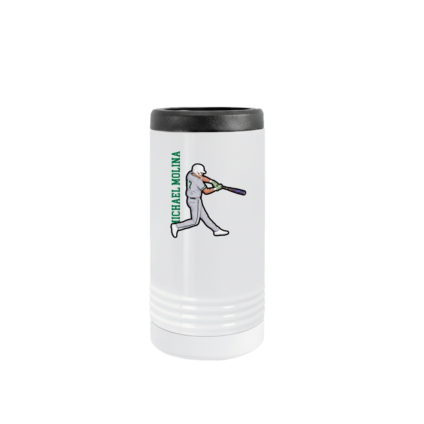 Slim Beverage Holder — Name Vertical in White