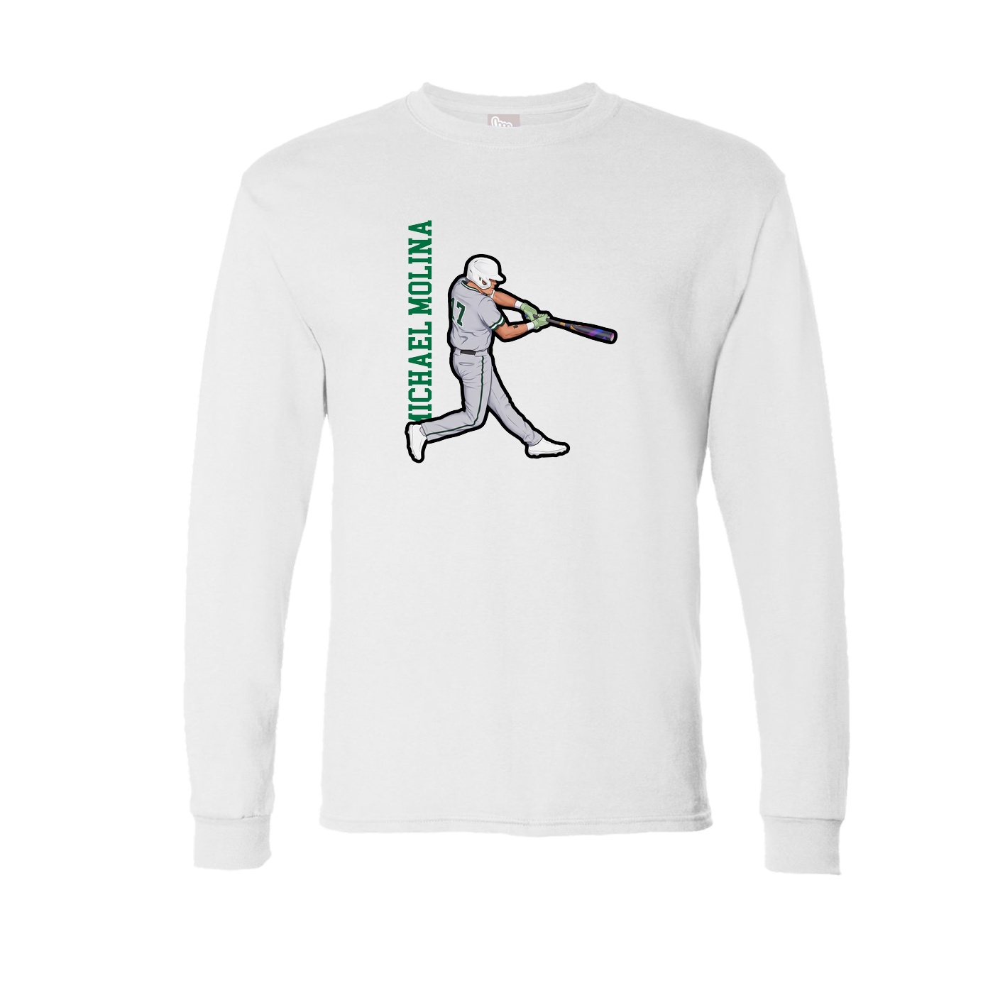 Long Sleeve Tee — Name Vertical in White