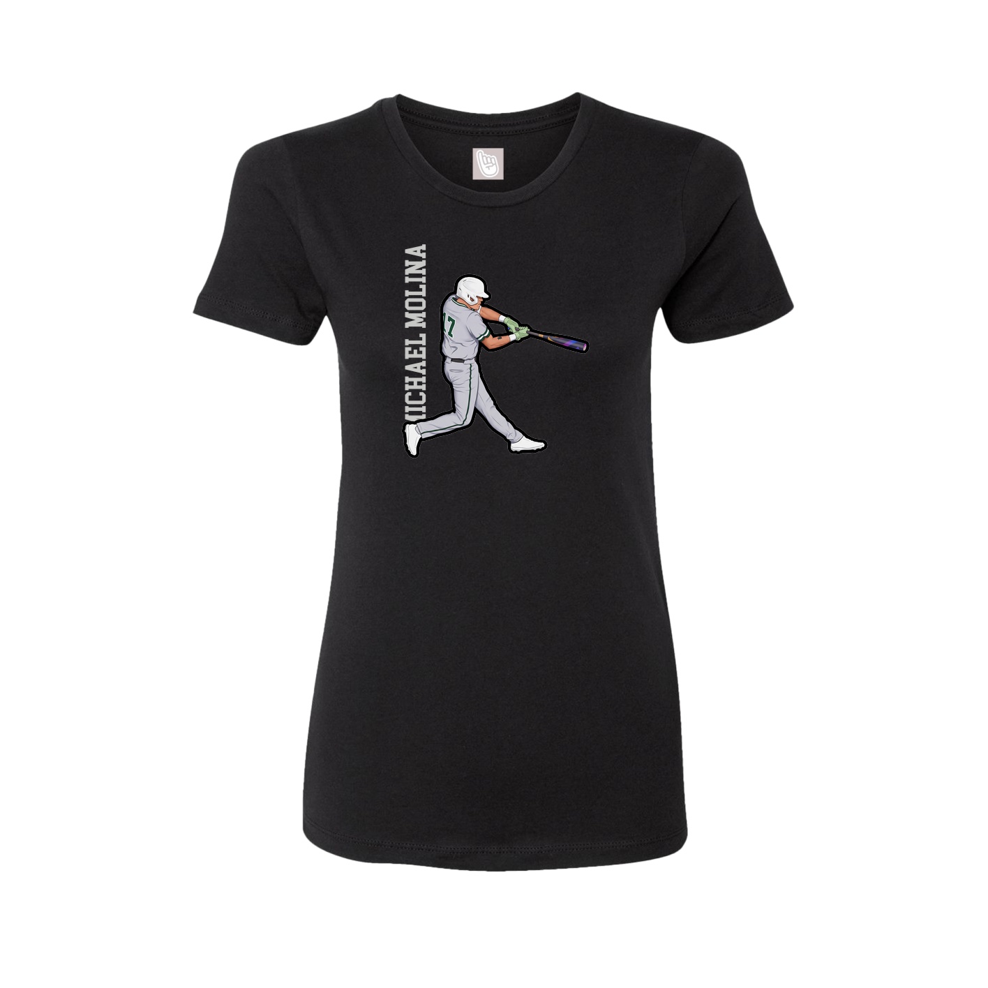 Fitted Women's Tee — Name Vertical in Black