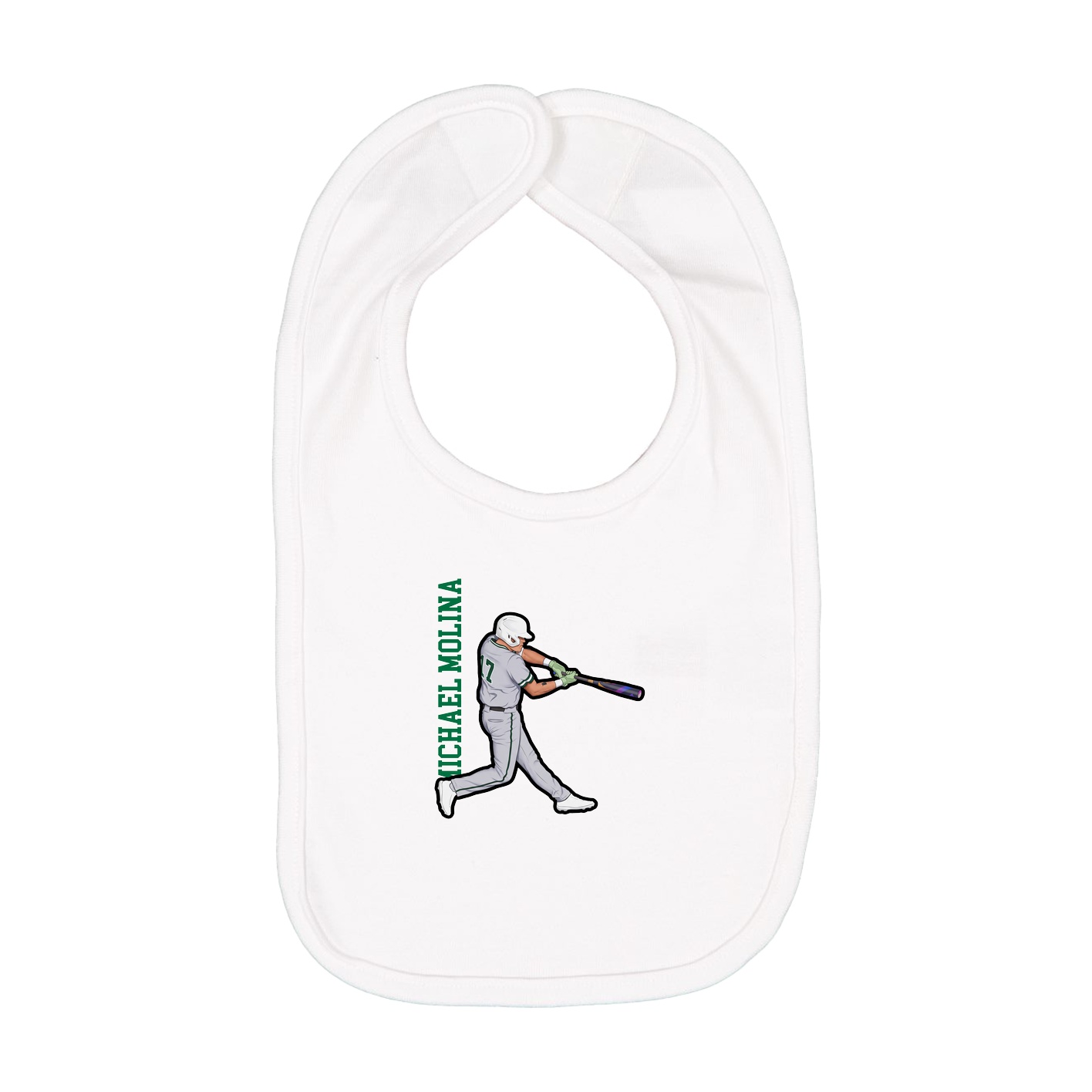 Infant Bib — Name Vertical in White