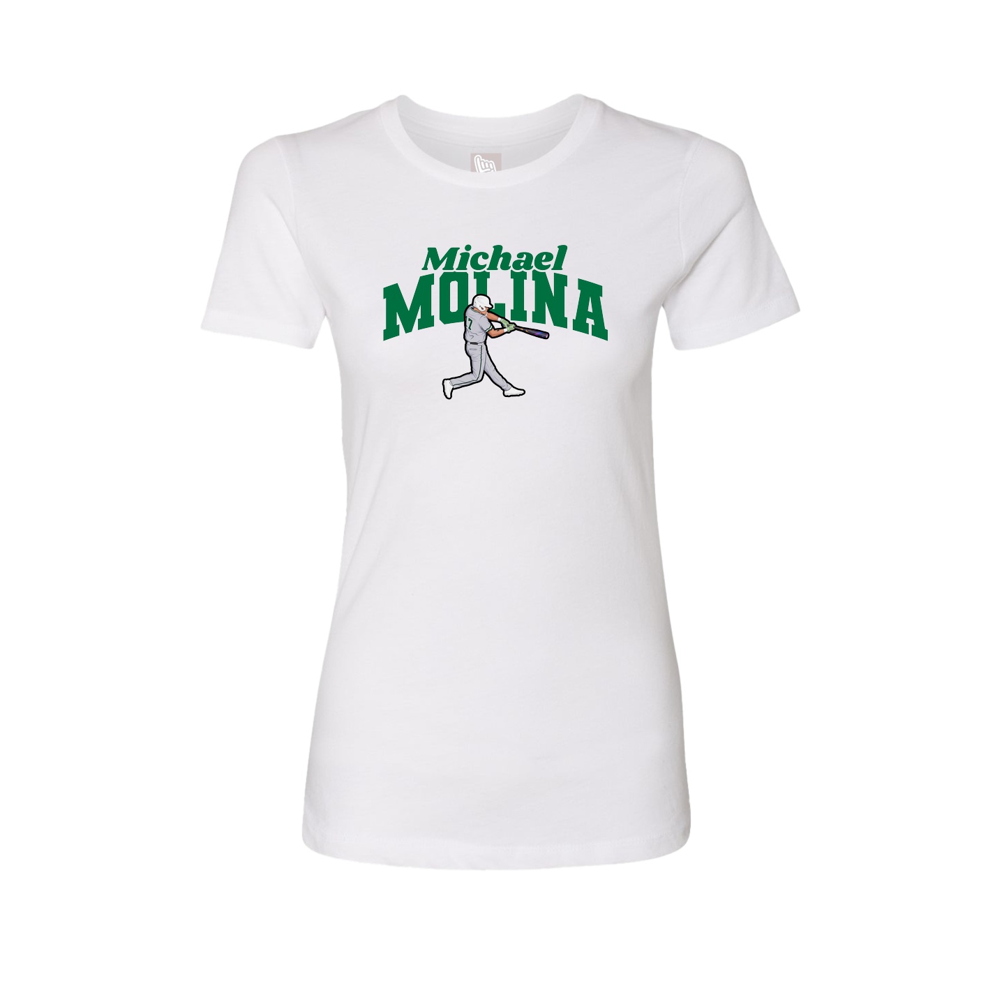 Fitted Women's Tee — Signature Arch in White